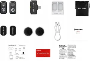 Wireless Lavalier Microphone System Hollyland LARK A1 Mini Duo with USB-C Receiver — Dual-Channel Miniature RX