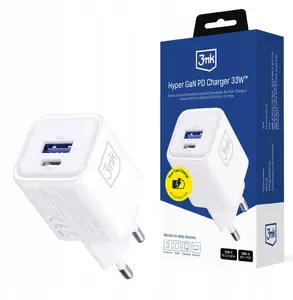Wall charger 3MK Hyper Charger PD 33W GaN QC4+ white — USB‑C PD 33W, GaN, Quick Charge 4+
