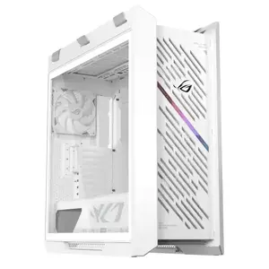 PC Case Asus ROG Strix Helios II Midi Tower White — supports EATX/ATX/Micro‑ATX/Mini‑ITX, 3x140mm front + 1x140mm rear, 2×3.5" + 4×2.5" bays, tempered glass