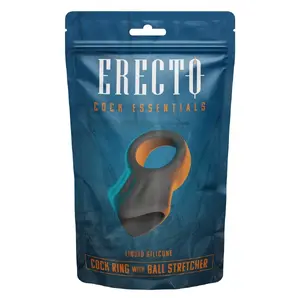 Cock ring Erecto Erecto Cock Ring w Ball Stretc — silicone penis ring with integrated ball stretcher, inner Ø 3 cm, stretcher 8 cm × Ø 2.6 cm, Liquid Silicone