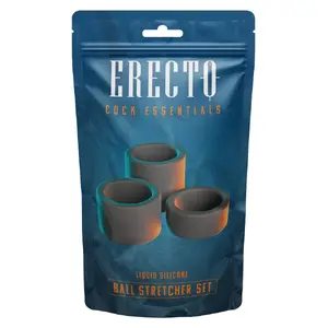 Ball stretcher set Erecto — adjustable liquid silicone rings 2/3/4 cm widths, inner Ø 3.6 cm, thickness 0.6 cm, weight 84 g