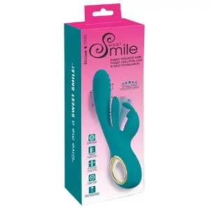Кролик-вибратор Sweet Smile Smile Rabbit — функция толчков, 3 мотора, USB-зарядка, силикон, общая длина 24,5–25 см