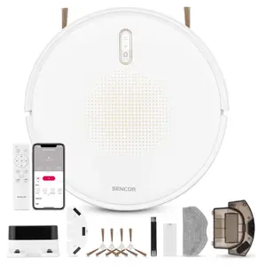 Робот-пылесос SENCOR SRV4150WH — сила всасывания 3000 Па, функция влажной уборки, аккумулятор 2600 мА·ч, высота 7.6 см