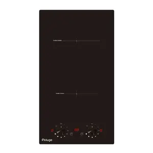Built-in induction hob Kluge KPI3003BB — black glass, touch control, 2 zones (front 16 cm 1500 W, rear 18 cm 2000 W)