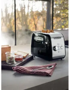 Toaster KITCHENAID 5KMT221EOB 2-slice, 1100 W, metal housing, black