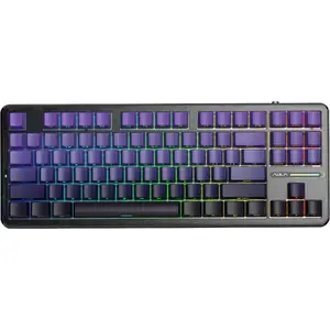 Механическая клавиатура AULA F87 Pro — gasket mount, Purple Black Gradient GrayWood, переключатели V4, RGB-подсветка