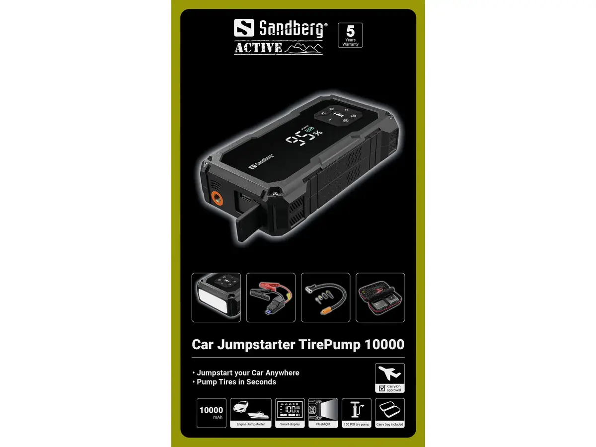 SANDBERG Car Jumpstarter TirePump 10000 — jump starter & pump Photo 7