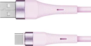 USB — USB Type-C savienotājkabelis, kruger & matz Basic sērija, 1 m, silikona, rozā