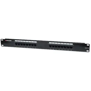 Patch Panel INTELLINET Cat6 UTP 16-Port 1U Black – RJ-45, Fast/Gigabit Ethernet, Rack-mount