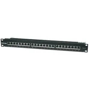 Patch panel Intellinet Cat6 FTP 24‑port 1U shielded 90° top‑entry punch‑down, black