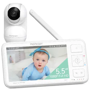 Детский видеоняня Momcozy BM014-WH12BA-A с диапазоном 450 м, встроенным дисплеем, ночным режимом, белая