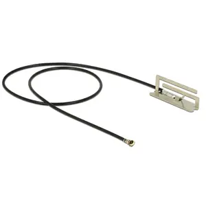 Антенна DELOCK 86217 с разъёмом MHF, 4 dBi, 2.4–2.5 / 5.15–5.875 ГГц, 50 Ω, кабель 0.134 м, чёрно/серебристая