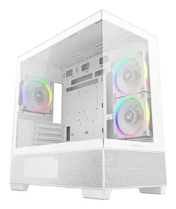 PC Midi Tower case DeepCool CG380 3F WH — White, 235×437×451 mm, supports 2.5"/3.5", bottom PSU, 3x 120 mm fans installed