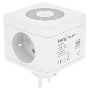 Pagarinātājs Kerg M02730 — 2 Type F kontaktligzdas, 3 USB porti (USB-A + USB-C), 16A 250V~, kabelis 1,5 m, balts