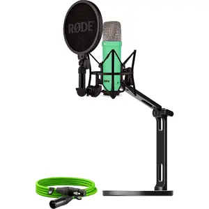 Condenser Microphone Rode NT1 Signature bundle with XLR cable and Desktop Studio Arm (light green)
