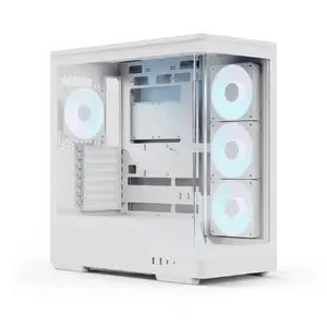 Aerocool P500A-WT Midi Tower PC Case White with Tempered Glass, Bottom Power Supply, ATX Support, 3x Side and 1x Rear 120mm Fans Included