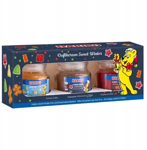 Scented candle set Haribo Sweet Winter 3-piece — themed candy fragrance, decorative tealight-style candles