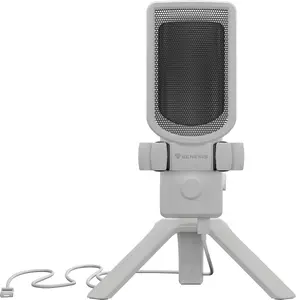 Проводной USB микрофон для стриминга и игровых консолей GENESIS Radium 250 White с чувствительностью -40 дБ и частотой 50 - 16000 Гц