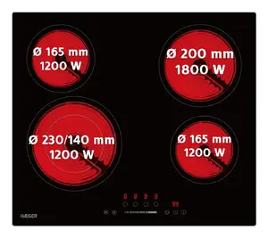 Haeger VH-004.001A plīts virsmas sildelements Melns Iebūvēts 59 cm 4 zone(s)