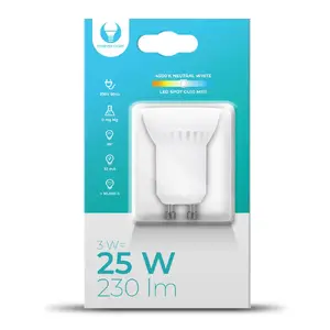 LED spuldze Forever Light GU10 MR11 3W 230V 4500K 230lm keramiska