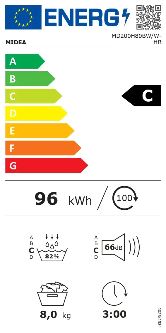 Midea MD200H80BW/W-HR tumble dryer Photo 5