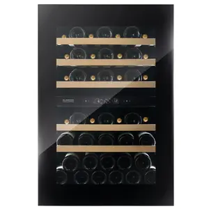 Freestanding wine cooler Dunavox DVH-44.120DB.TO — 44-bottle capacity, push-to-open, LCD touch, telescopic wooden shelves