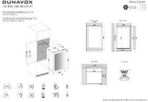Отдельно стоящий винный шкаф Dunavox DVH-44.120DB.TO — вместимость 44 бутылки, push-to-open, сенсорный LCD, телескопические деревянные полки