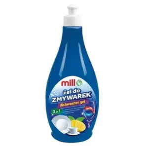 Dishwasher gel MADONIS Mill 3 in 1, 760 ml — lemon scent, 5–15% non-ionic surfactants, squirt bottle