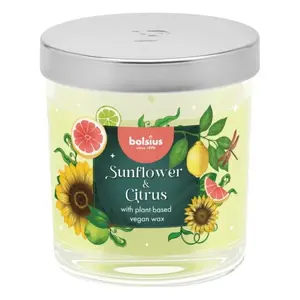 Bolsius glass candle Floral Fusion Ø80×72 mm — sunflower & citrus fragrance