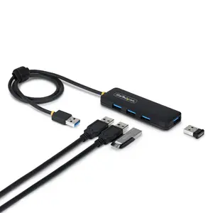 StarTech 4-portu USB-A centrmezgls 5Gbps ar barošanu no kopnes, 61cm kabeli un PCR plastmasas korpusu