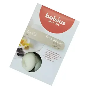 Tēja sveces Bolsius True Scents vaniļa — komplekts ar 6 aromātiskām tējas svecēm