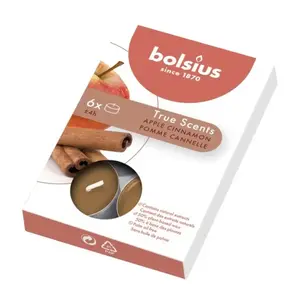 Bolsius aromātiskās tējas svecītes 6 gab. True Scents — ābols un kanēlis