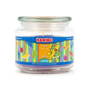 Wax candle Haribo A2184 Cylinder lilac, indoor, H95×Ø100 mm, glass holder, 1 pc