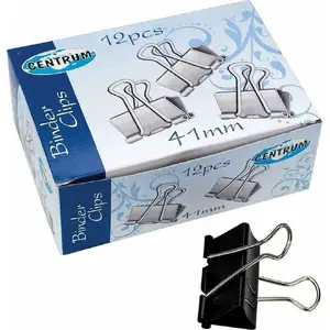 Binder clips Centrum 41 mm, pack of 12 — metal document fasteners