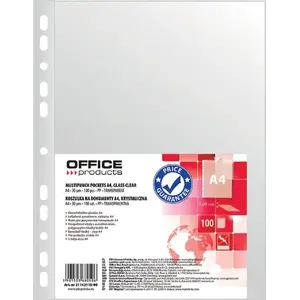 Document Sleeves Office Products A4 PP 30 µm Transparent Pack of 100