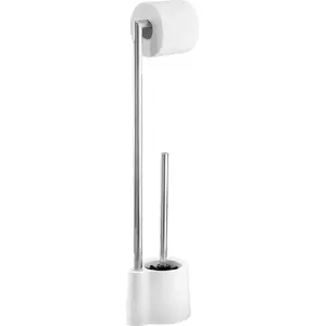 Toilet paper holder with brush Wenko Avola White – freestanding bathroom set