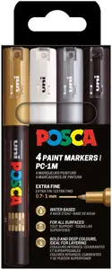 Marker set POSCA PC-1MC 4-piece — UNI fine tip water-based pigment markers (set of 4)