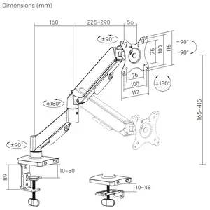 TV mount/stand DELTACO ARM-534-B for 32" (81.3 cm) screens, max weight 9 kg, VESA 75x75–100x100, black