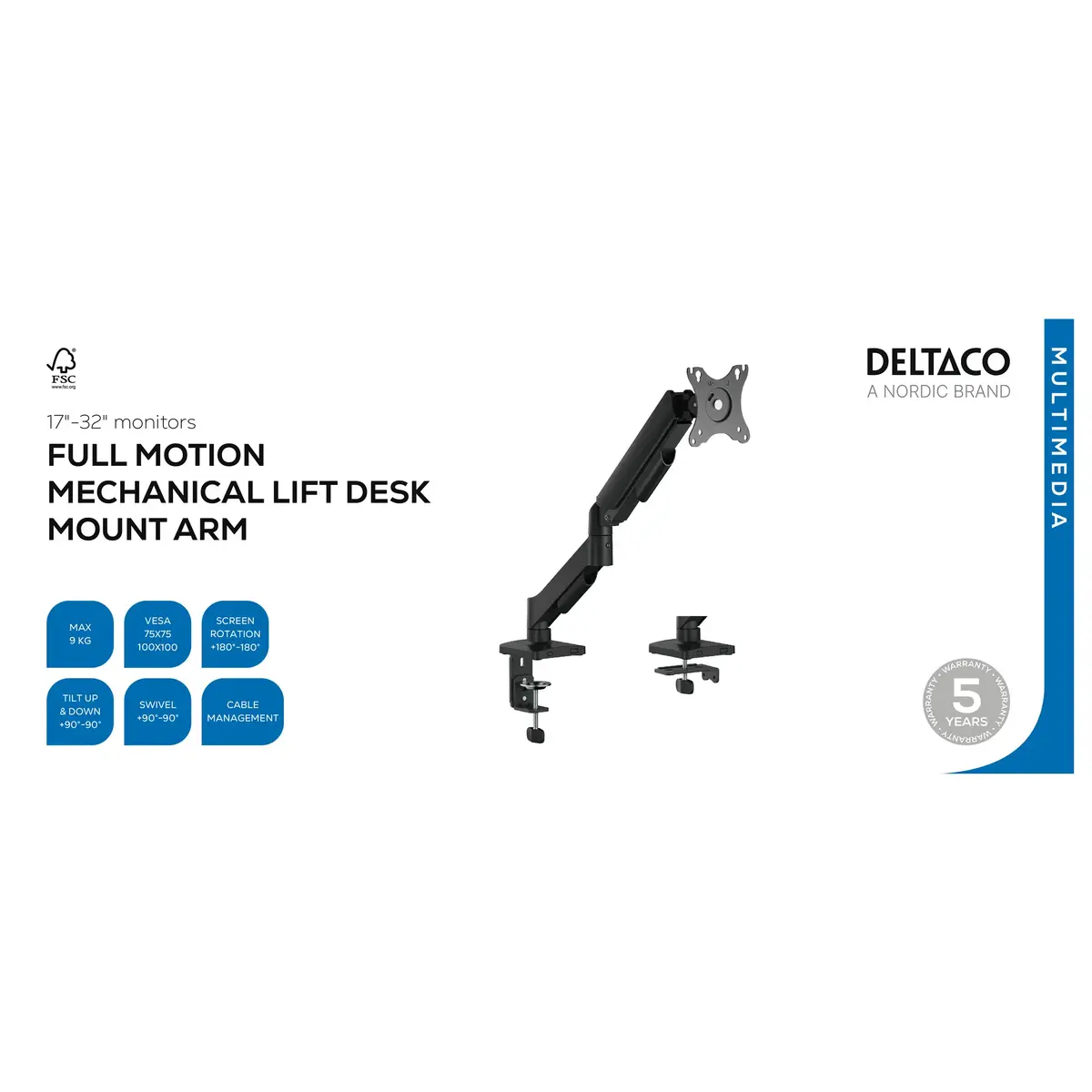 DELTACO ARM-534-B TV stiprinājums 32" Photo 8