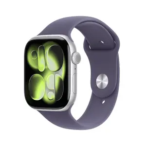 Умные часы Apple Watch Series 11 GPS + Cellular 46 мм серебристый алюминиевый корпус с фиолетовым спортивным ремешком S/M