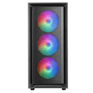 PC Midi Tower case TACENS Mars Gaming MC-AIR — Black, Mesh & Tempered Glass, supports ATX/Micro-ITX, 3x120mm front, 1x120mm rear, 2x3.5"/2x2.5" bays