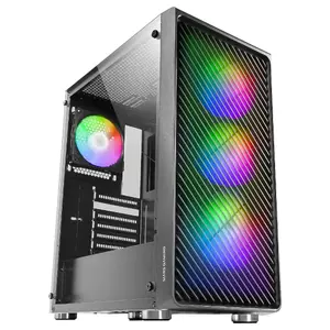TACENS ATX Gaming Semitower Mars Gaming MC-F — Midi Tower, rūdīta stikla sānu panelis, metāla sieta priekšpuse, 4×120 mm ARGB ventilatori