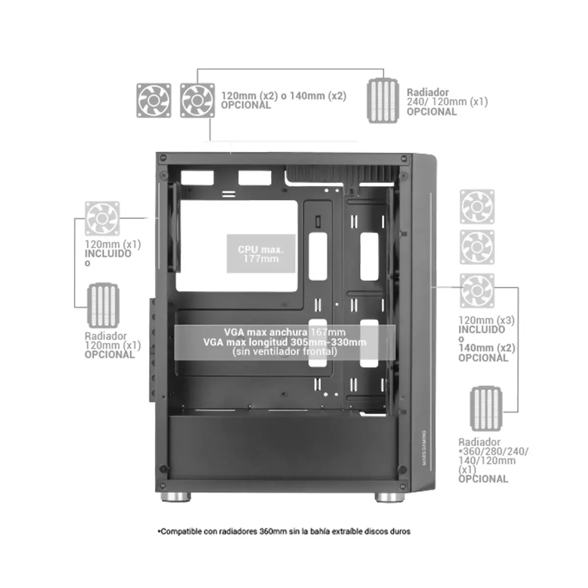 TACENS Mars Gaming MC-F Midi Tower корпус Photo 5