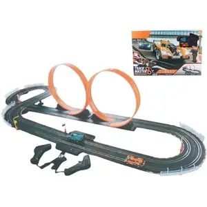 Mechanical toy racetrack Madej Racetrack with two loops, portable looped car track set