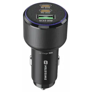 Automašīnas lādētājs SWISSTEN PD 2x USB-C / USB 95W ar USB-C — USB-C kabeli 1 m