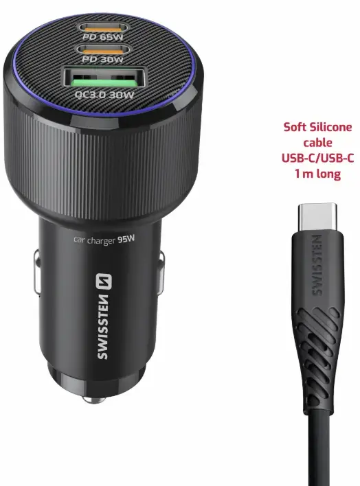 Auto lādētājs SWISSTEN PD 2x USB-C / USB 95W Photo 2