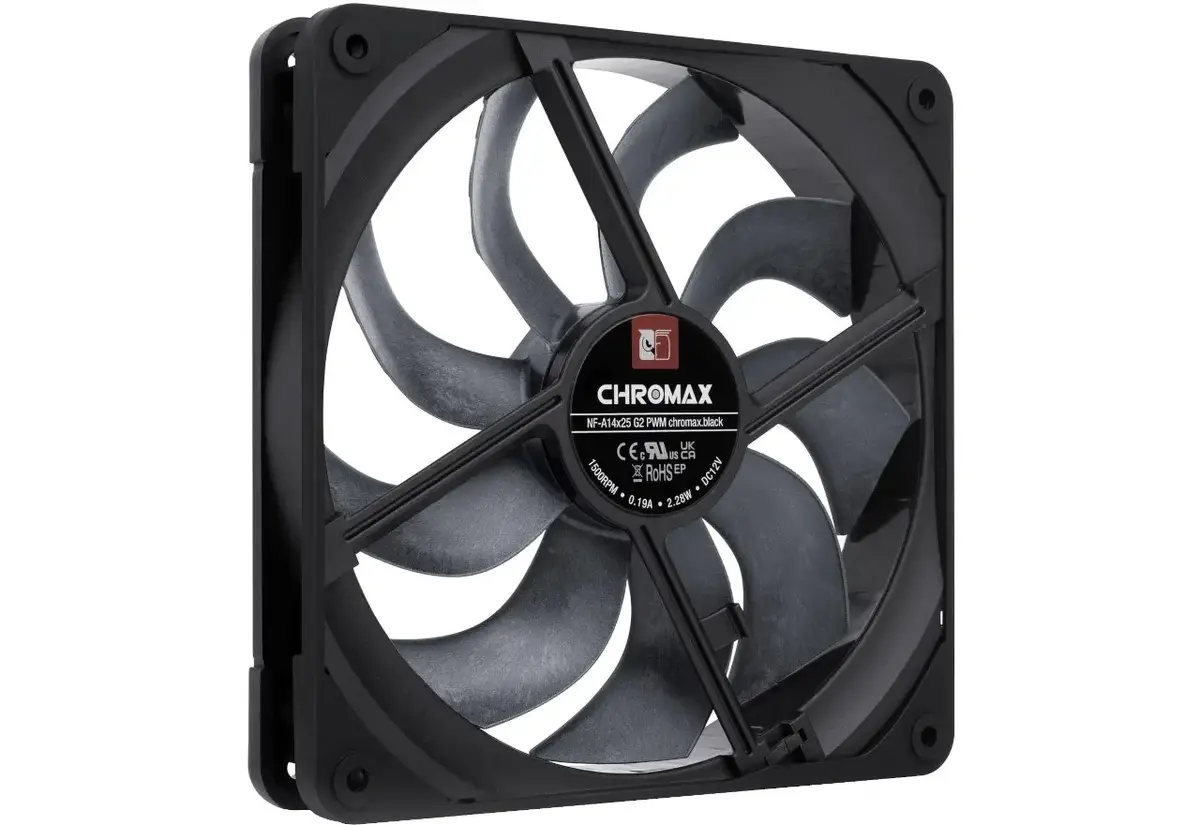 Noctua NF-A14x25 G2 PWM chromax.black 140 мм вентилятор Photo 2