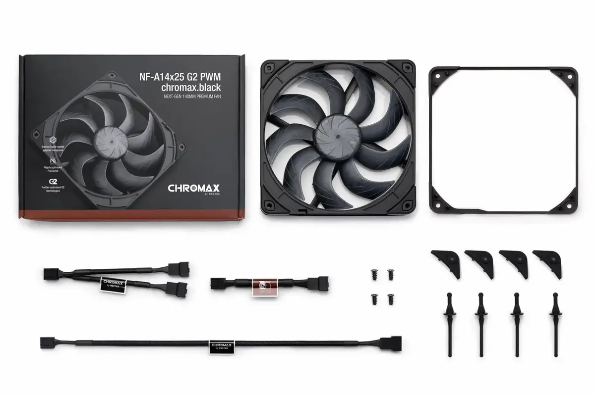 Noctua NF-A14x25 G2 PWM chromax.black 140 мм вентилятор Photo 5