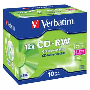 Rewritable CD-RW VERBATIM 12x 700 MB — pack of 10, carton
