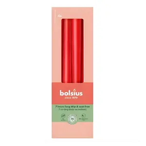 Table candles 4 pcs box 245×24 mm red — bolsius